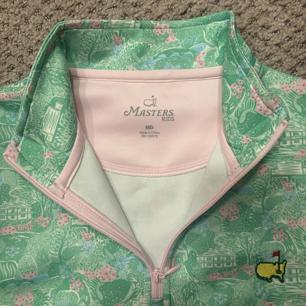 Kids Masters Mint Patterned Long-Sleeve dry fit with Pink Zip - Picture 2 of 3